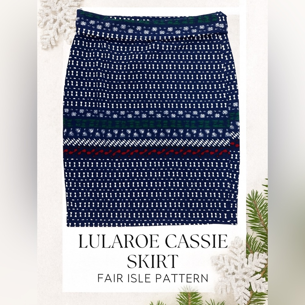 LuLaRoe Cassie Skirt – Size Large – Fair Isle Print